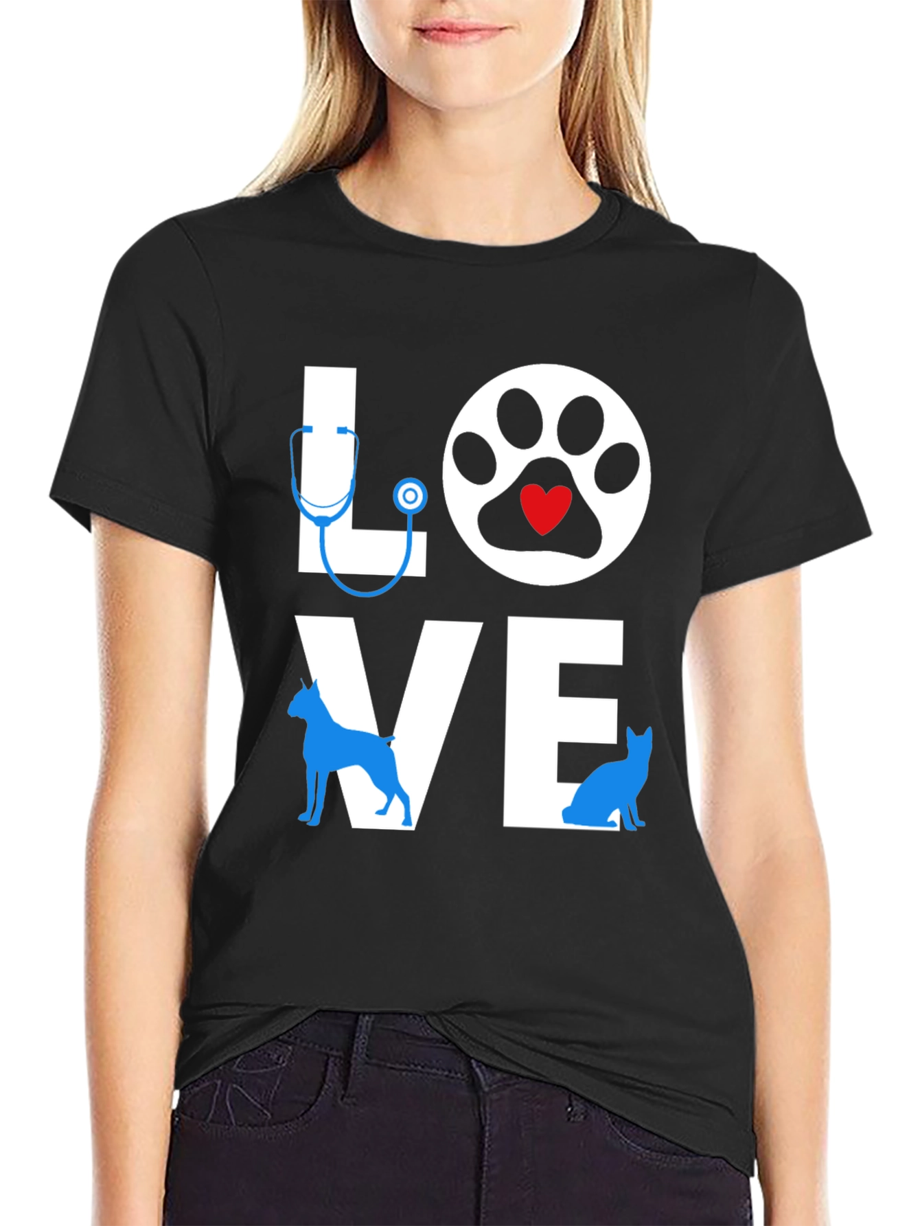 Love Vet T-Shirt - Dog & Cat Paw Design