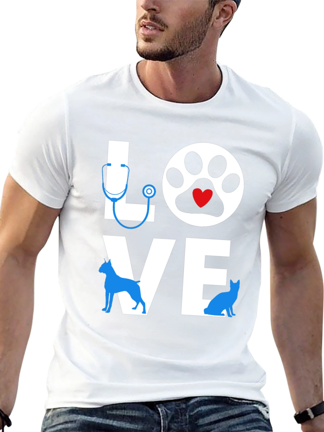 Love Vet T-Shirt - Dog & Cat Paw Design