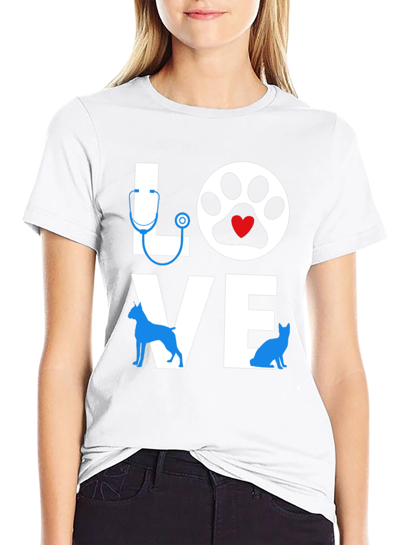 Love Vet T-Shirt - Dog & Cat Paw Design