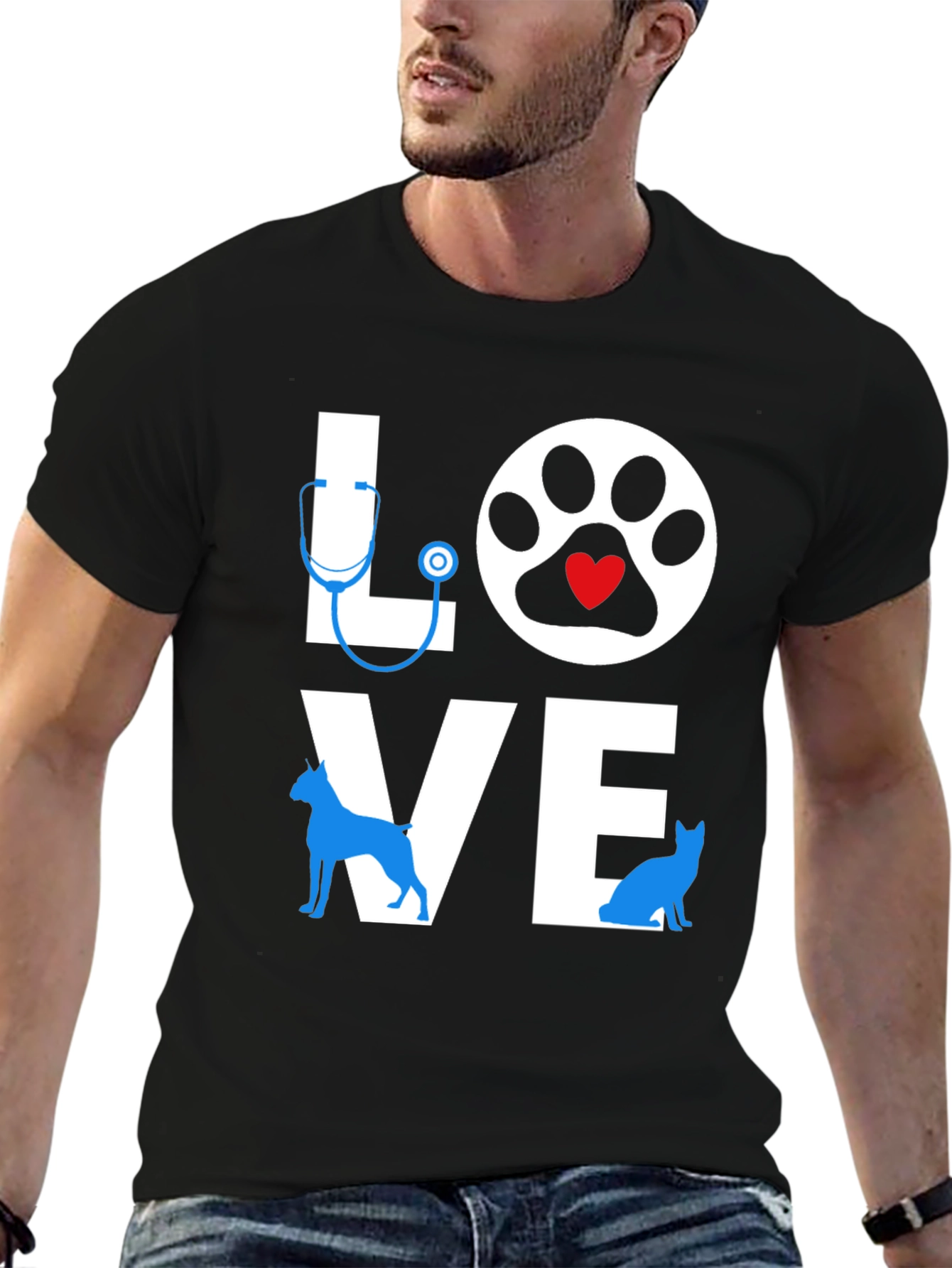 Love Vet T-Shirt - Dog & Cat Paw Design