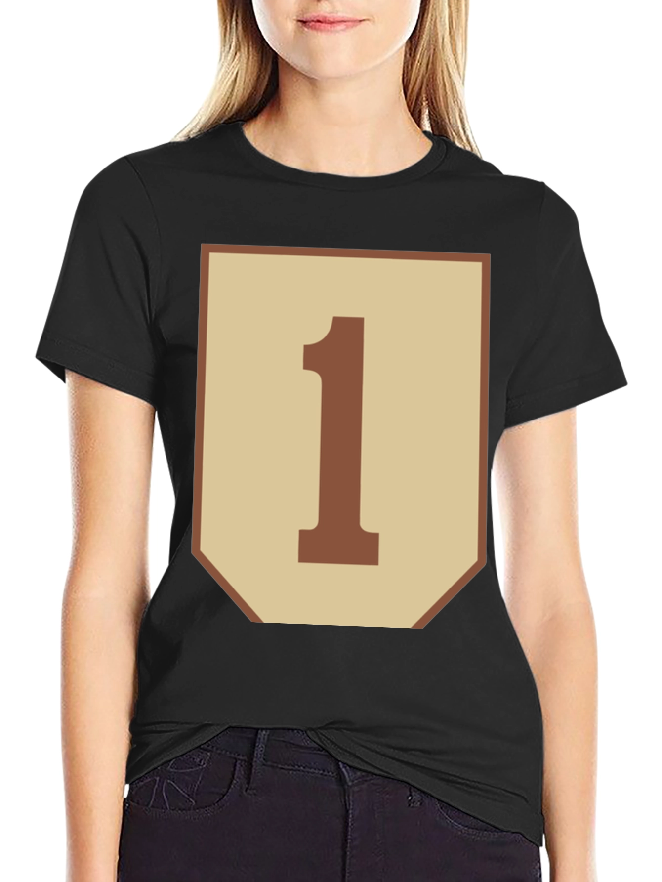 Number One Graphic Tee - Black Cotton Blend Shirt