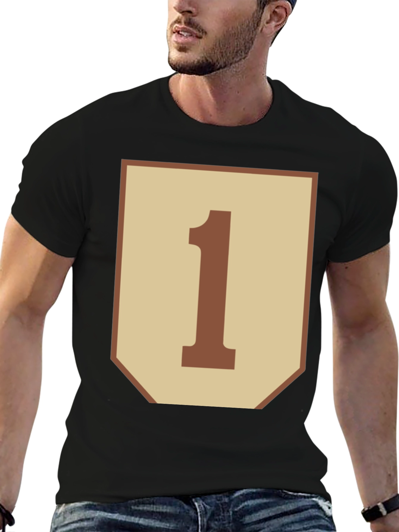 Number One Graphic Tee - Black Cotton Blend Shirt