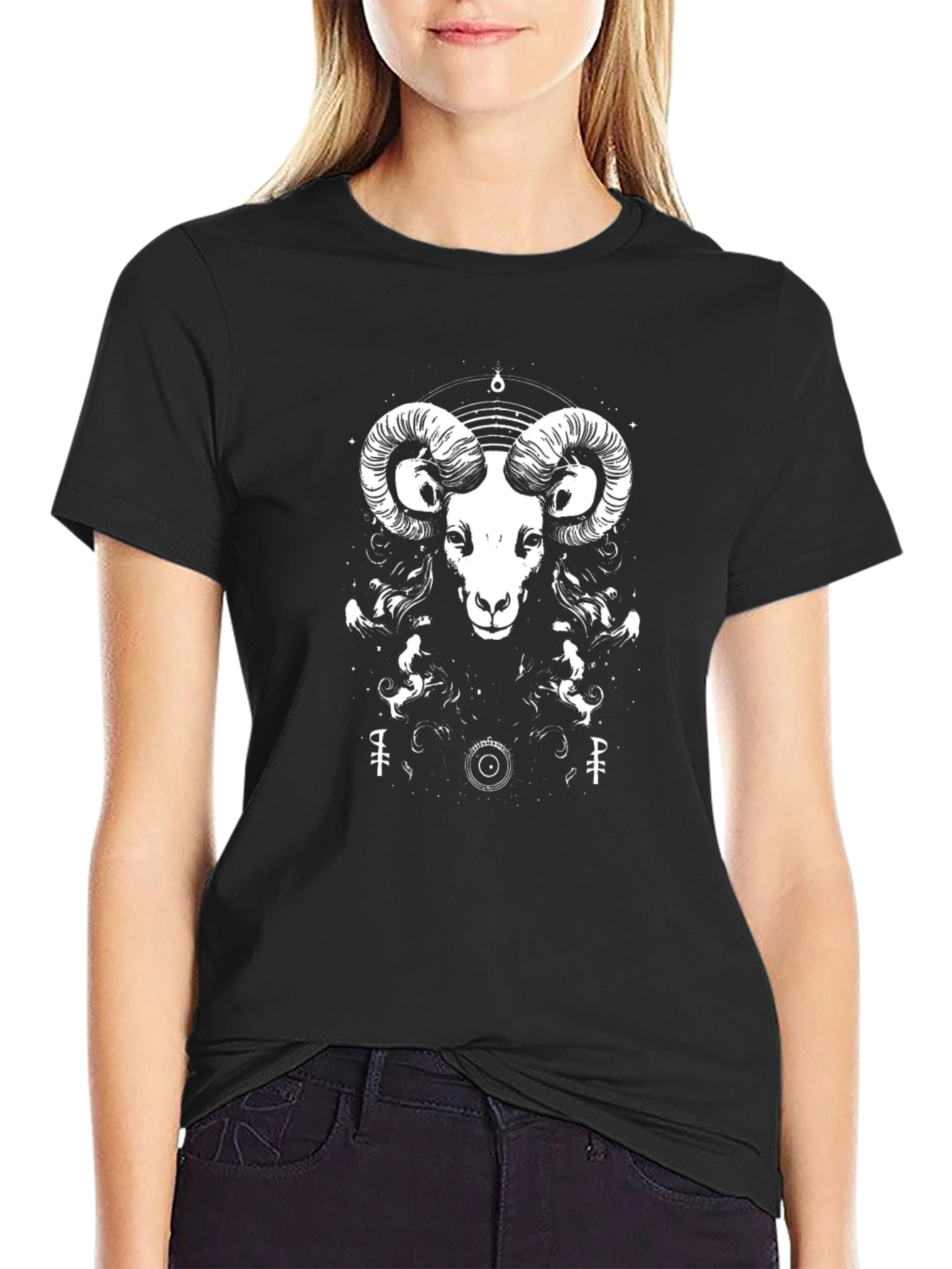 Ram Graphic Tee - Black Cotton T-Shirt