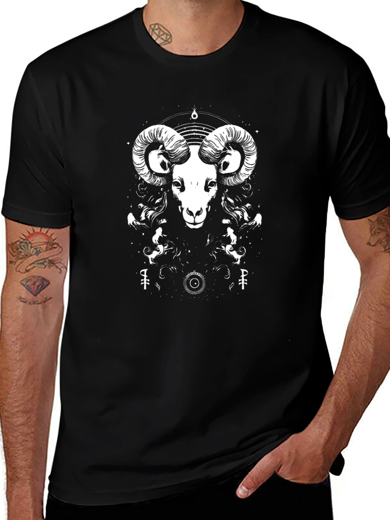 Ram Graphic Tee - Black Cotton T-Shirt