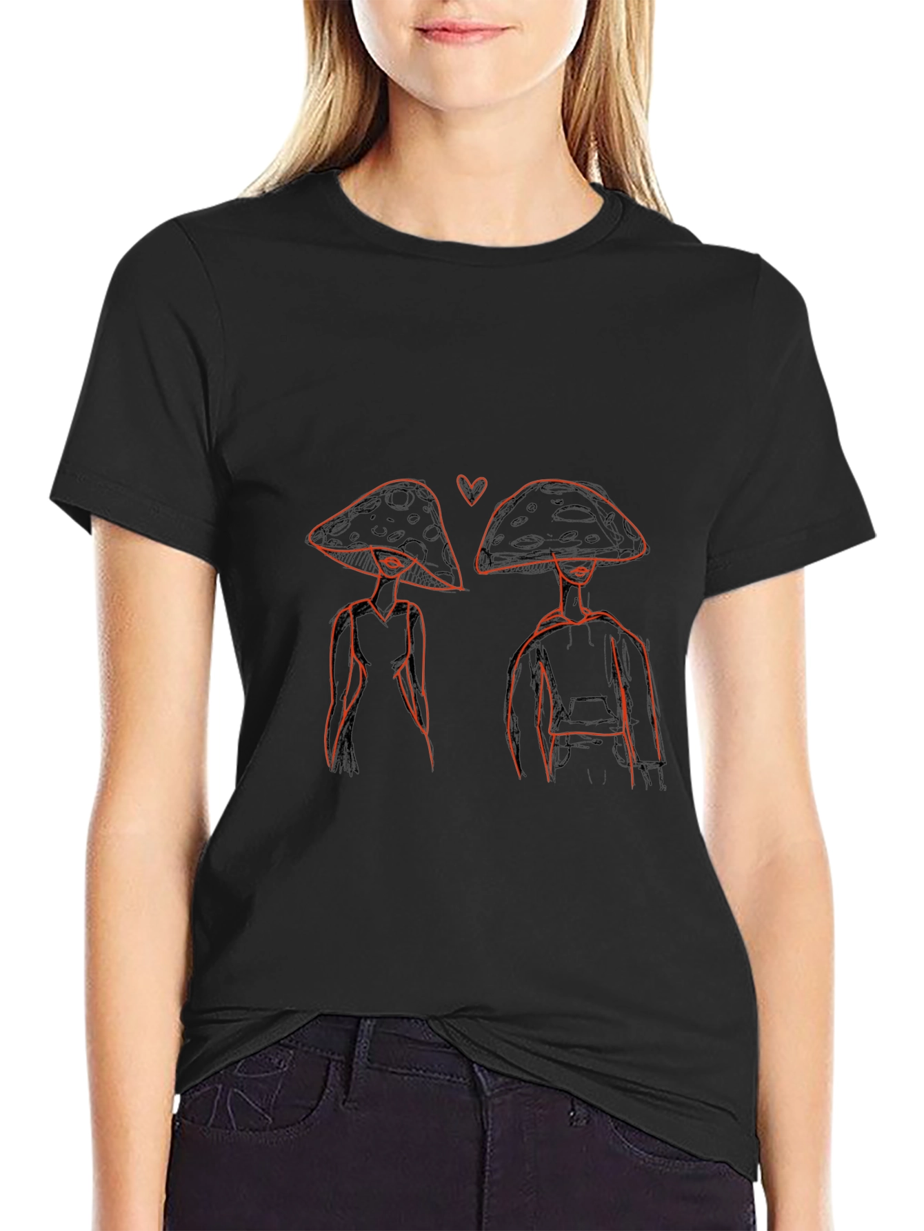 Mushroom Lovers Black Graphic Tee