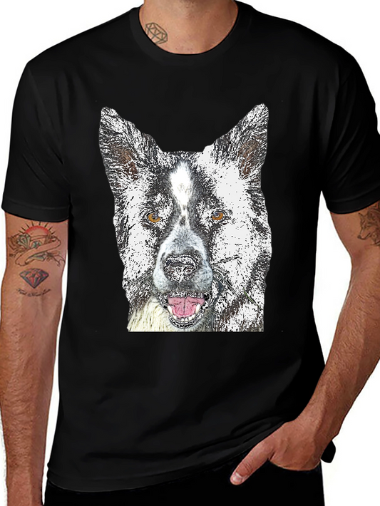 Dog Graphic Tee - Akita Print Black T-Shirt