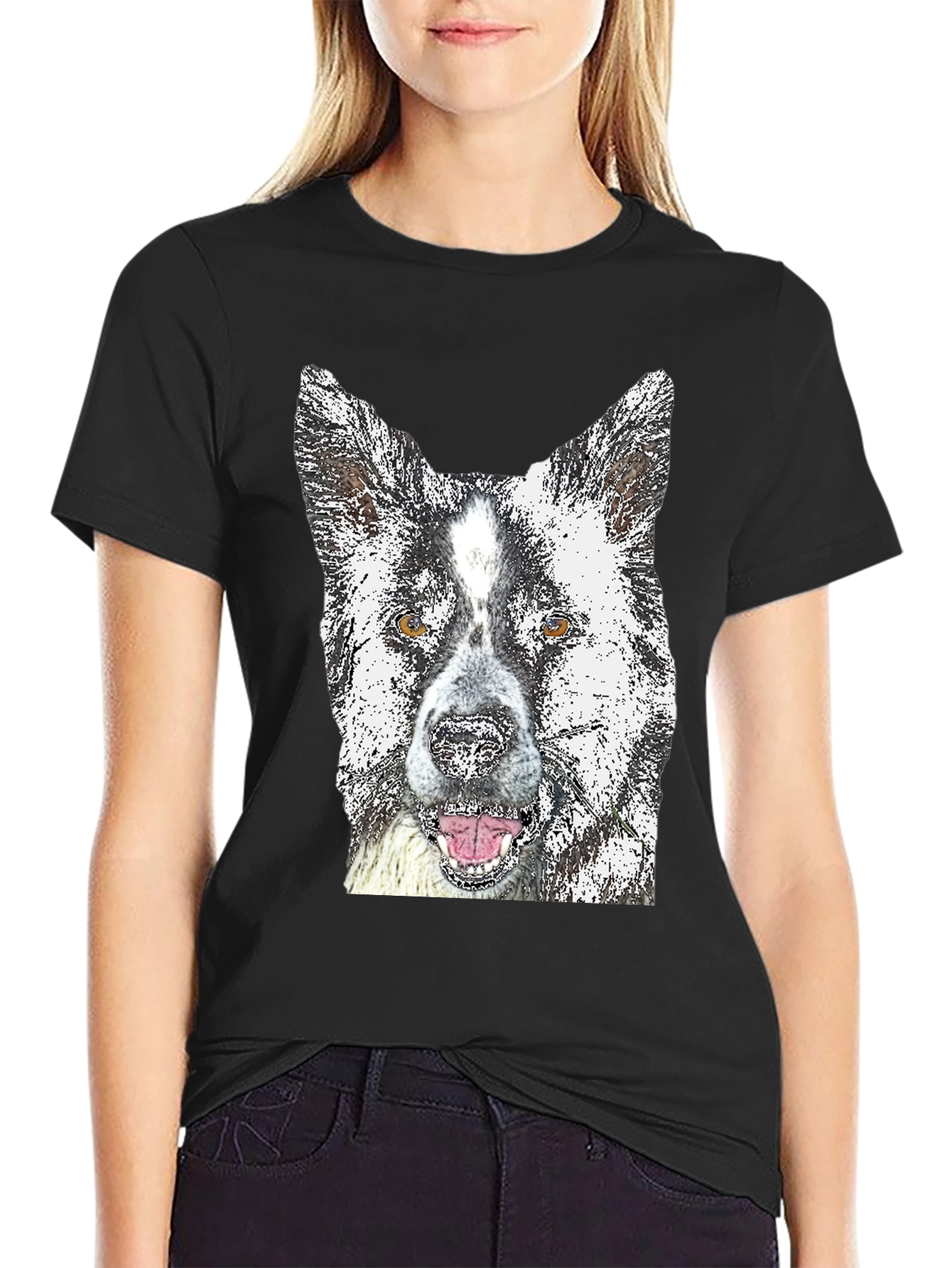 Dog Graphic Tee - Akita Print Black T-Shirt
